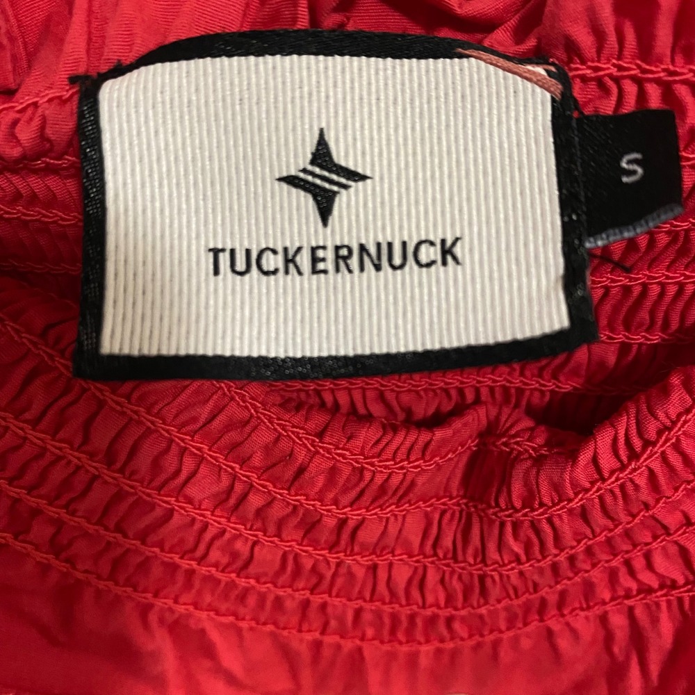 Tuckernuck Cottagecore Tiered Smocked Midi Dress Womens S Red Tie Shoulder - Picture 5 of 7